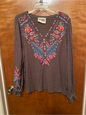 Savanna Jane Long Sleeve Embroidered Top